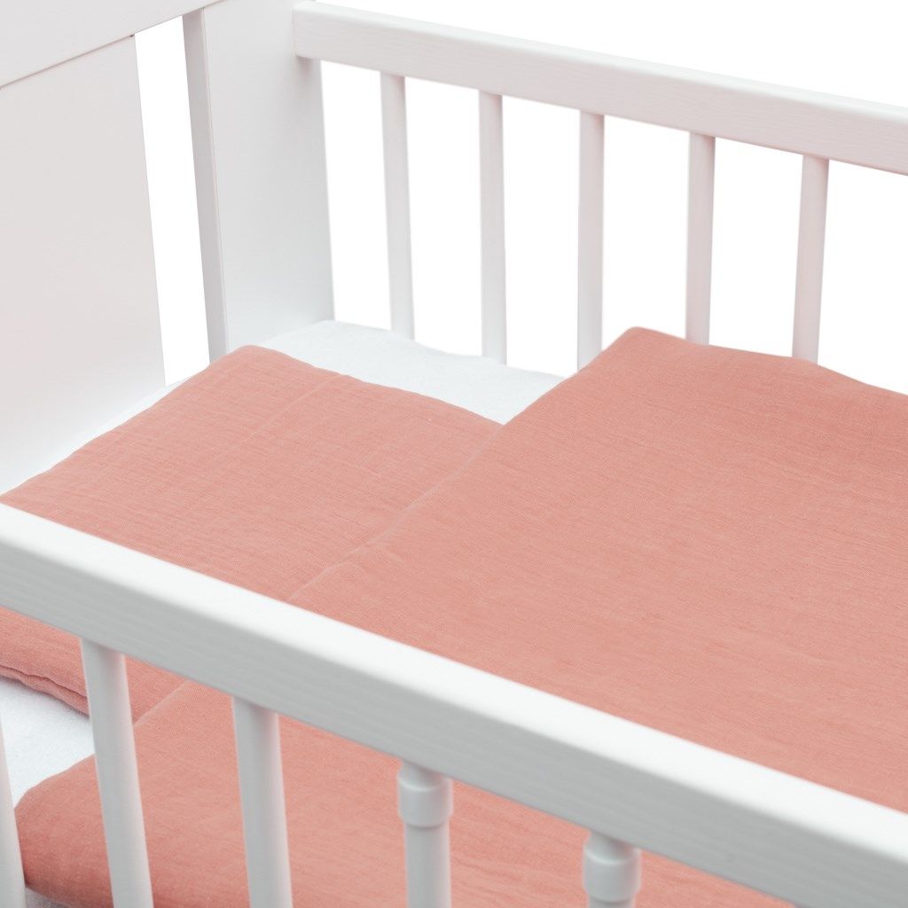 NEW BABY Mušelínový set do postýlky s výplní růžový 100% Bavlna 70x100 cm, 35x30 cm - obrázek 3
