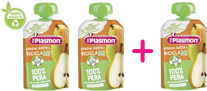 2+1 PLASMON Kapsička bezlepková ovocná hruška 100 g, 6m+ - obrázek 1