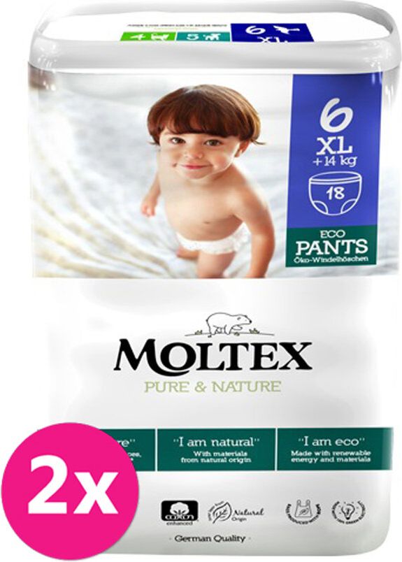 2x MOLTEX Pure&Nature Kalhotky plenkové jednorázové 6 XL (14 kg+) 18 ks - obrázek 1