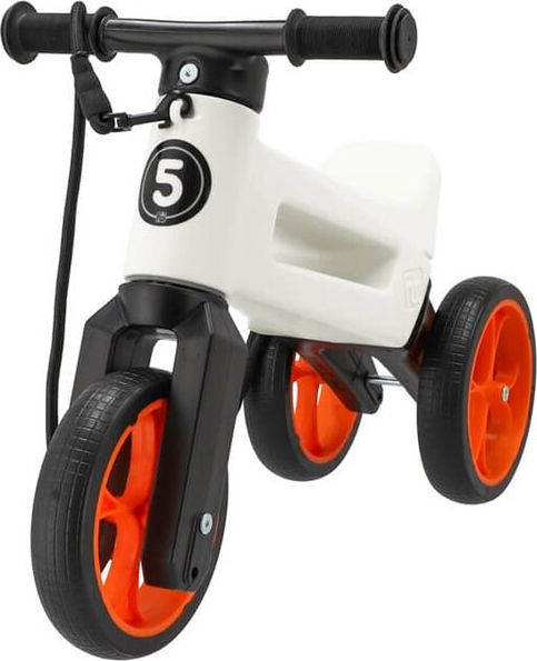 TEDDIES Odrážedlo Funny wheels Rider SuperSport bílé/oranž 2v1+popruh - obrázek 1
