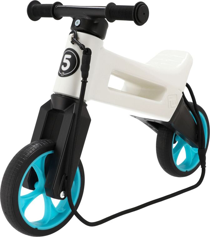 TEDDIES Odrážedlo Funny wheels Rider SuperSport bílé/tyrkys 2v1+popruh - obrázek 4
