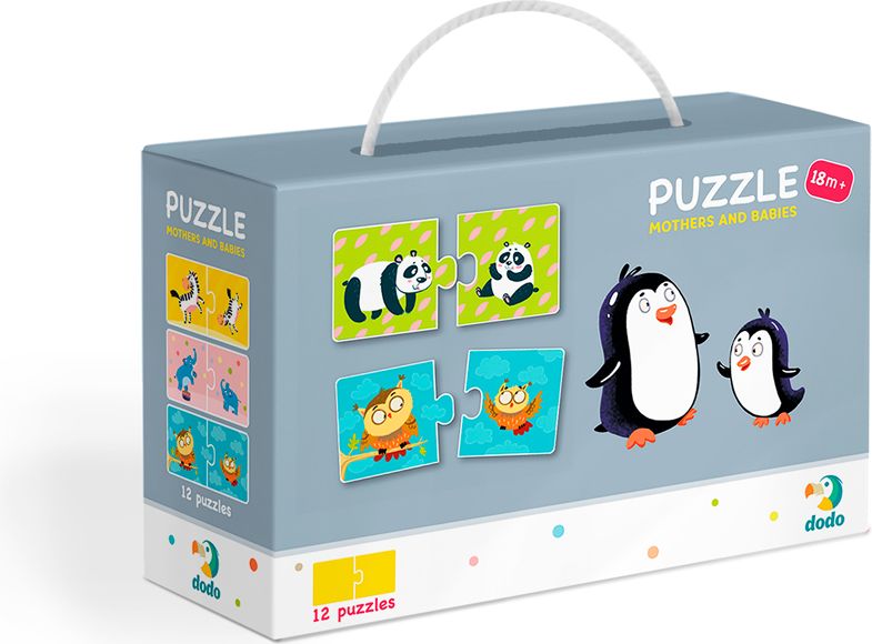 DODO Puzzle Duo 12x2 dílků, sada 2 balení Co jedí zvířátka a Maminky a děti, 18m+ - obrázek 4