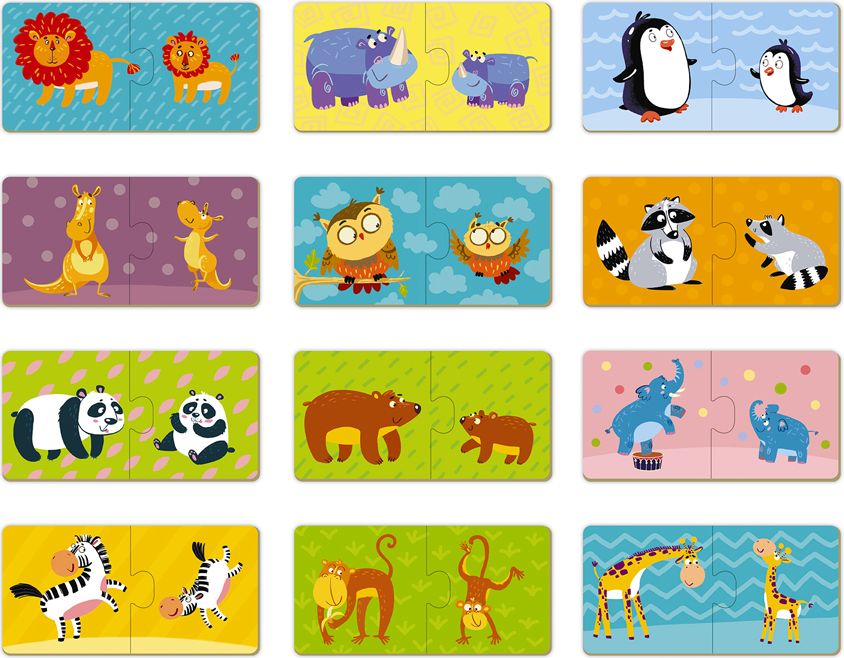 DODO Puzzle Duo 12x2 dílků, sada 2 balení Co jedí zvířátka a Maminky a děti, 18m+ - obrázek 5
