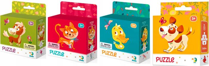 DODO Puzzle 16 dílků mix 4 kusů (Pejsek, Kočka, Kačenka, Koník) - obrázek 1