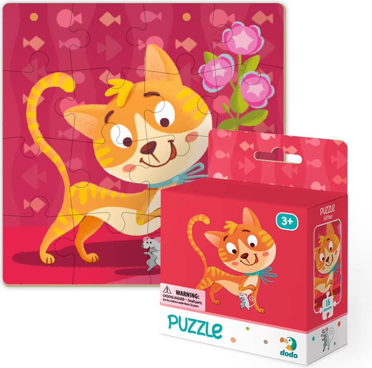 DODO Puzzle 16 dílků mix 4 kusů (Pejsek, Kočka, Kačenka, Koník) - obrázek 3