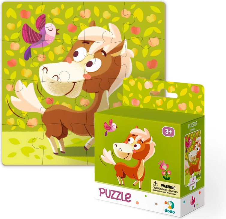 DODO Puzzle 16 dílků mix 4 kusů (Pejsek, Kočka, Kačenka, Koník) - obrázek 5