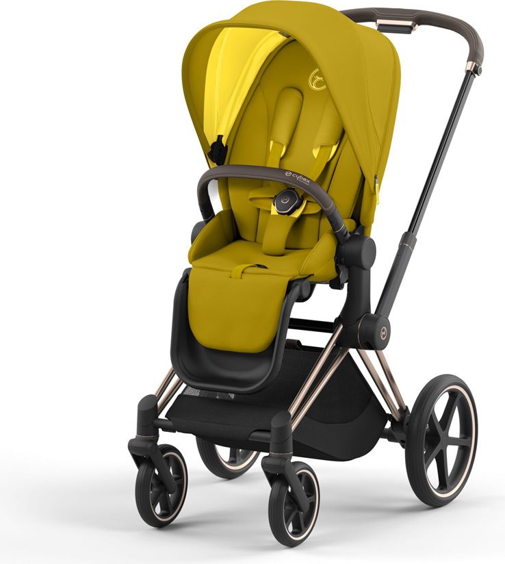 CYBEX Kočárek Priam 4.0 Chrome Black, seat pack, lux carry cot Mustard Yellow - obrázek 3