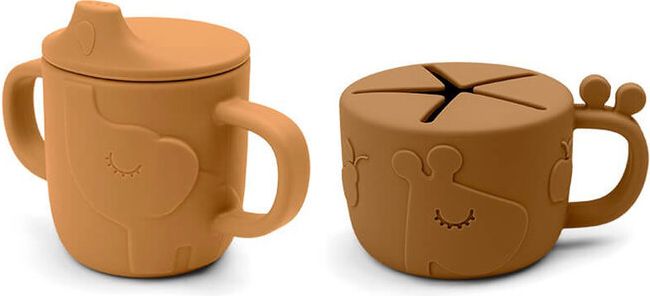 DONE BY DEER Peekaboo set hrnečků snack/drink Deer friends - hořčicový - obrázek 1