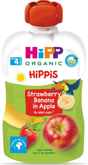 3x HiPP HiPPiS BIO 100% ovoce Jablko-Banán-Jahoda 100 g – ovocný příkrm - obrázek 2