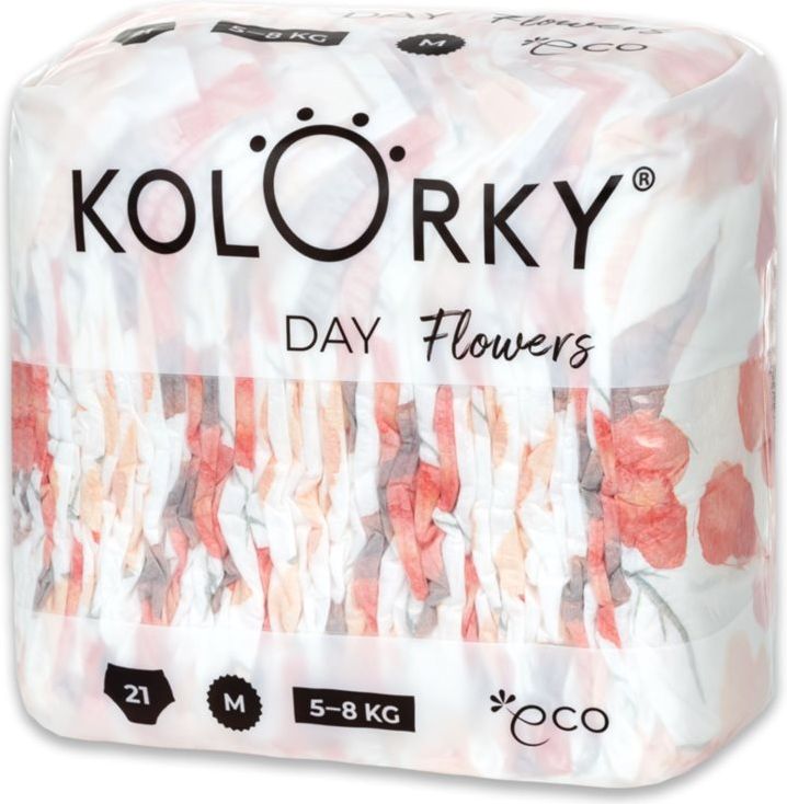 4x KOLORKY DAY Pleny jednorázové eko, květiny M (5-8 kg) 21 ks - obrázek 2