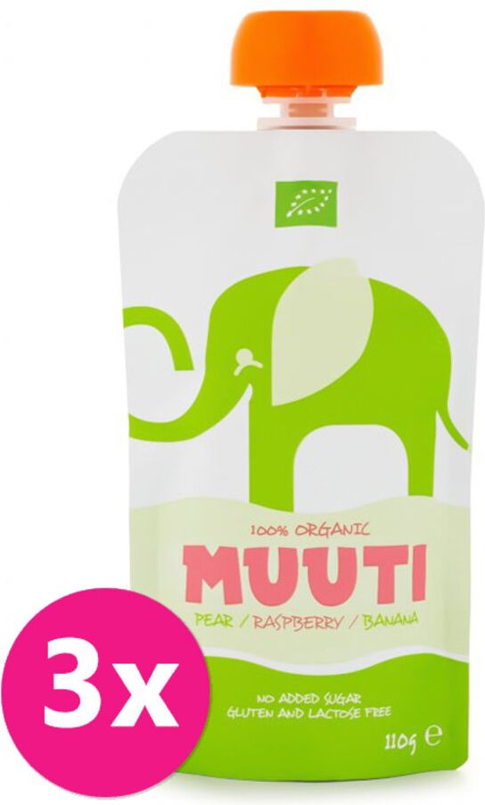 SALVEST Muuti BIO Hruška a banán s malinou 3 x 110 g - obrázek 1