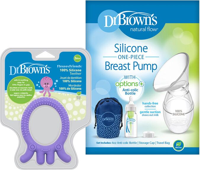 DR.BROWN'S Set Sběrač mateřského mléka + Kousátko Flexees Friends chobotnice - obrázek 1