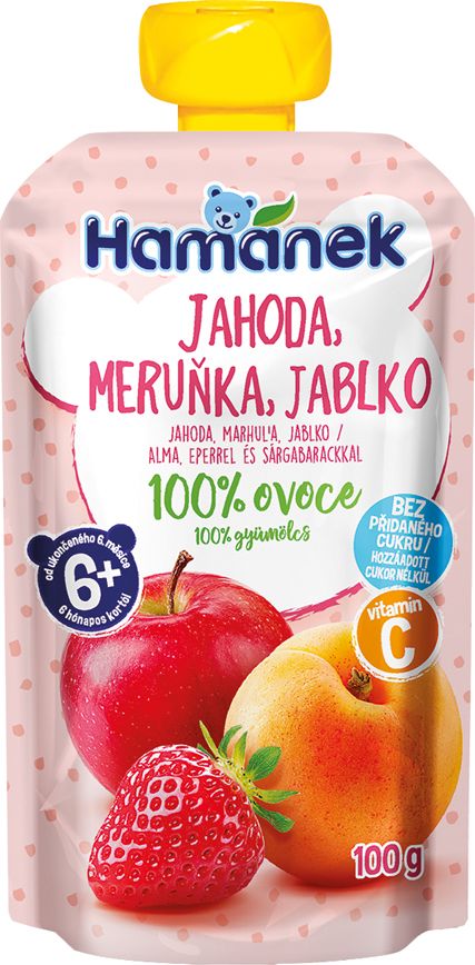 Hamánek 100% ovoce Jahoda meruňka jablko 100 g - obrázek 2