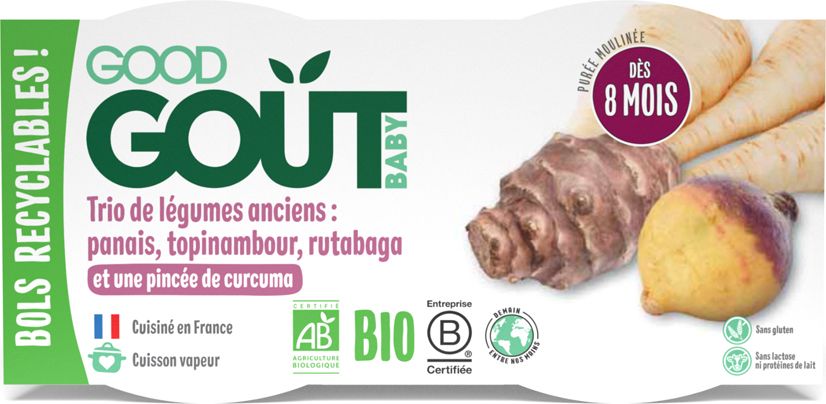 GOOD GOUT BIO Topinambur s tuřínem a pastinákem 3 x (2x190 g) - obrázek 2