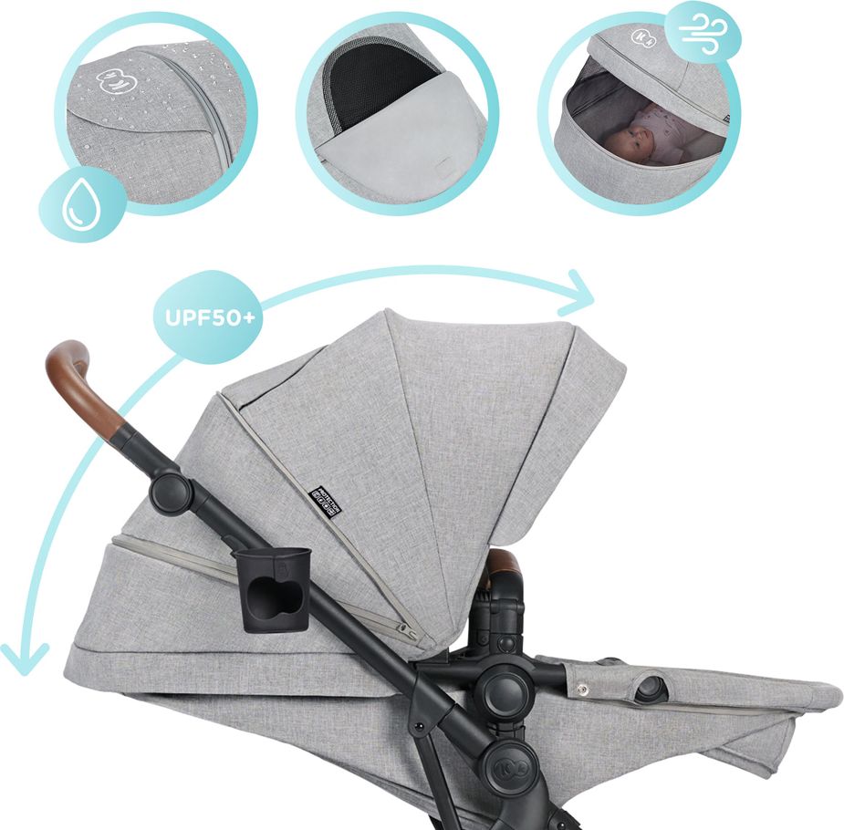 KINDERKRAFT Kočárek kombinovaný B-tour Lite 3v1 Light Grey - obrázek 38
