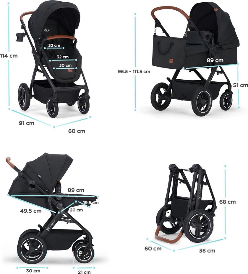 KINDERKRAFT Kočárek kombinovaný B-tour Lite 3v1 Black - obrázek 17