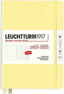 Týdenní diář Leuchtturm 18ti měsíční Vanilla, Weekly Planner & Notebook Medium (A5), 2023 with extra booklet, English - obrázek 1