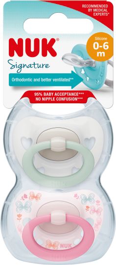 NUK Dudlík Signature orthodontic, silikon 0-6m 2ks - obrázek 1