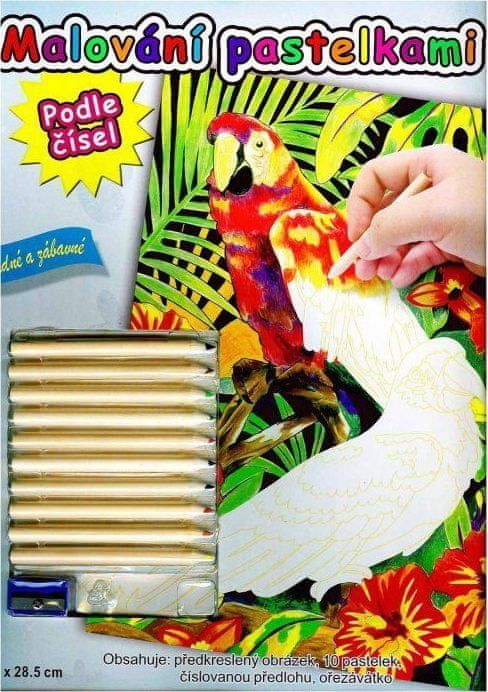 Artlover Malování pastelkami podle čísel Papoušci - obrázek 1