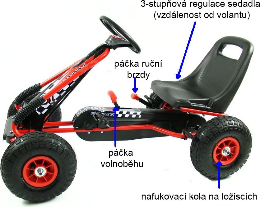 Šlapací čtyřkolka Go-Kart - červená - obrázek 6