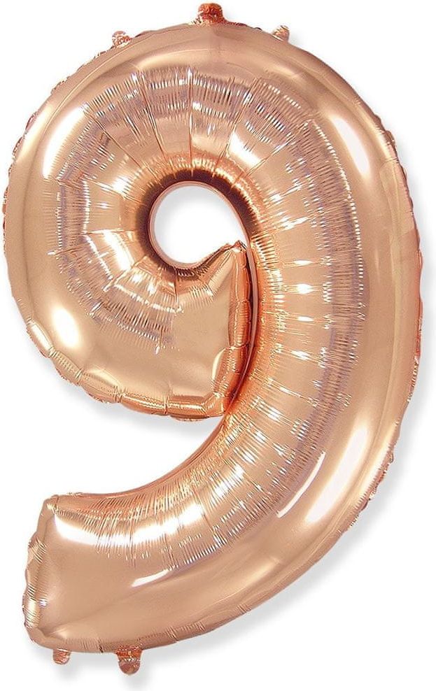 Fóliový balónek číslice 9 - rosegold - růžovo zlatá - 102 cm - obrázek 1