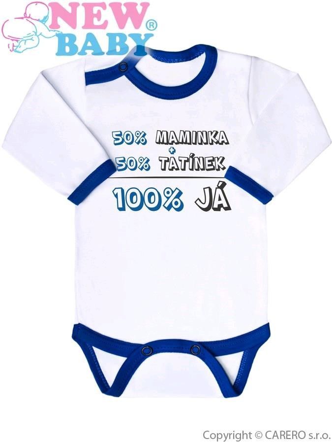 Body s potiskem New Baby 50% MAMINKA + 50% TATÍNEK - 100% JÁ modré - 86 (12-18m)