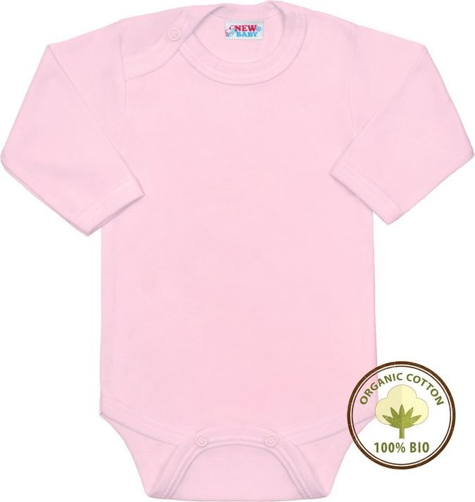 BIO body s dlouhým rukávem New Baby růžové - 74 (6-9m) - obrázek 1