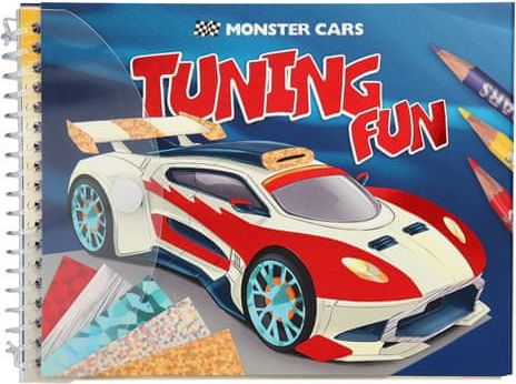Monster Cars Omalovánky, kreativní sada , Tuning Fun, třpytivé fólie - obrázek 1
