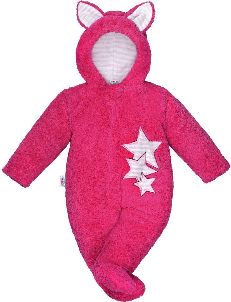 Zimní dětská kombinéza New Baby Ušáček tmavě růžová&nbsp;-&nbsp;68 (4-6m) - obrázek 1