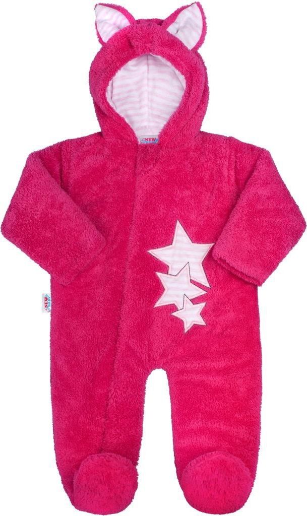 Zimní dětská kombinéza New Baby Ušáček tmavě růžová&nbsp;-&nbsp;68 (4-6m) - obrázek 2