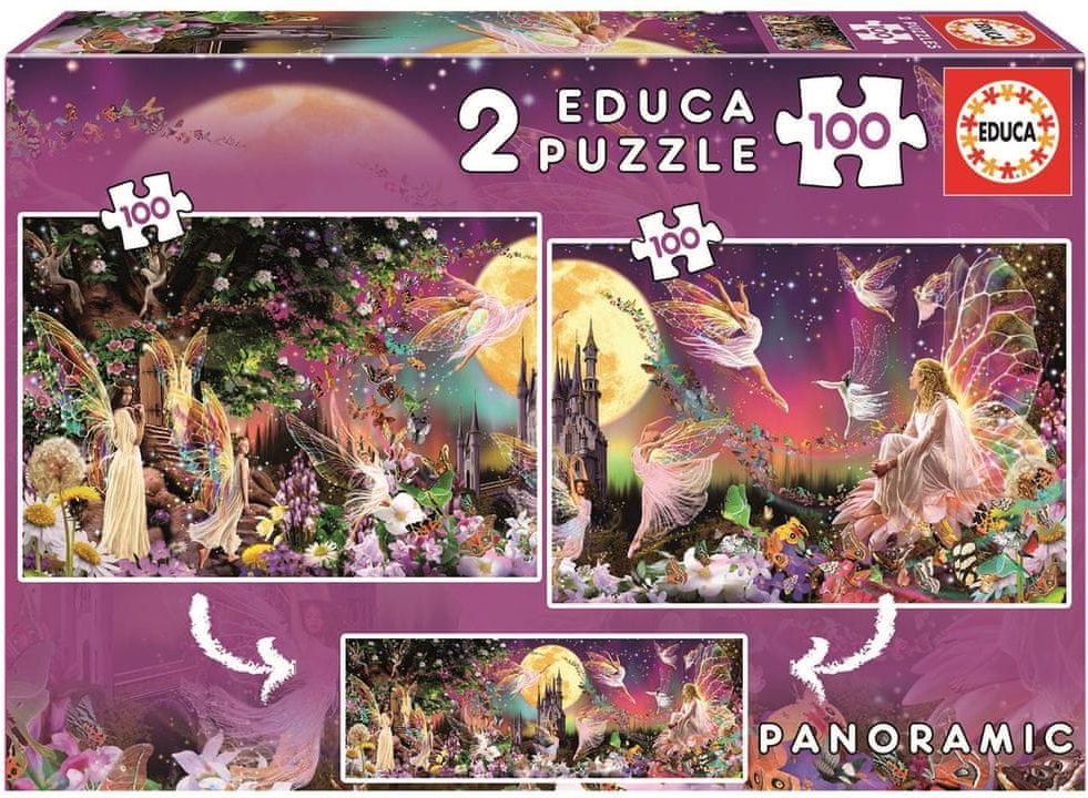 Educa Puzzle Panorama Pohádkové víly 2x100 dílků - obrázek 1