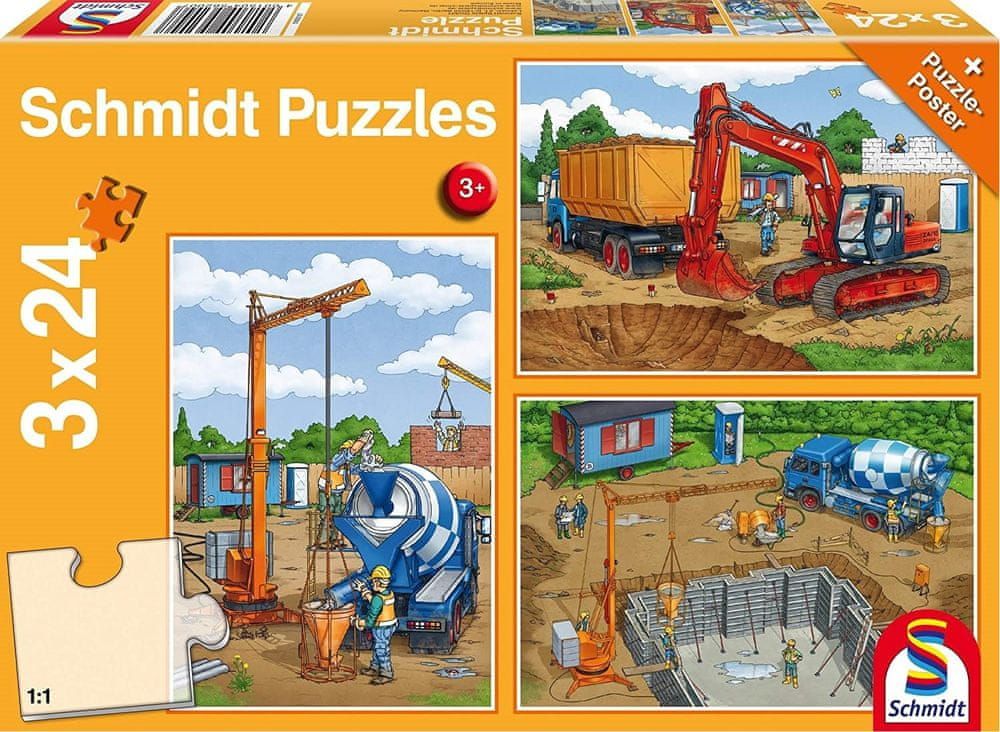 Schmidt Puzzle Na staveništi 3x24 dílků - obrázek 1