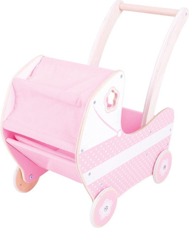 Bigjigs Toys Dřevěný kočárek pro panenky - obrázek 2