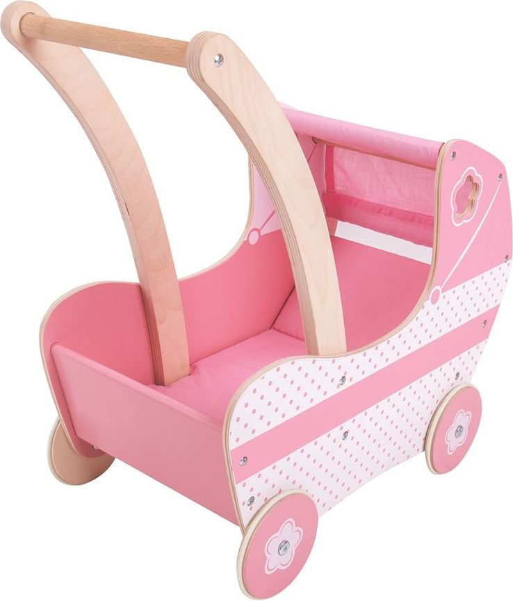 Bigjigs Toys Dřevěný kočárek pro panenky - obrázek 4