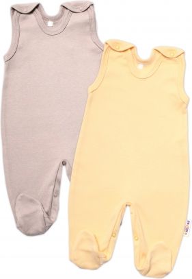 Baby Nellys Sada 2 bavlněných dupaček Basic Pastel, žlutá/béžová,vel. 62
