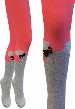 Milusie Kojenecké punčochy s mašličkou - Minie - šedá/malinová, vel. 80/86