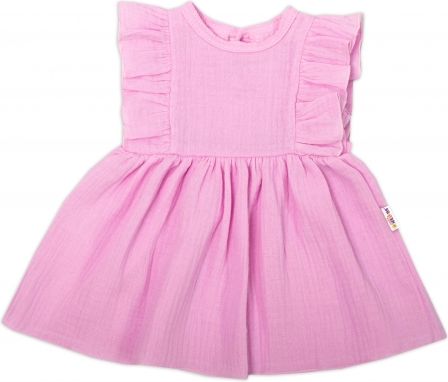 Baby Nellys  Lehké mušelínové šatičky, růžové