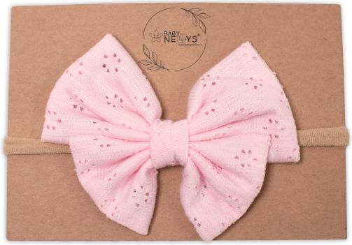 Baby Nellys  Hand Made Dvouvrstvá síťkovaná čelenka - mašlička Sofie, růžová - 1ks