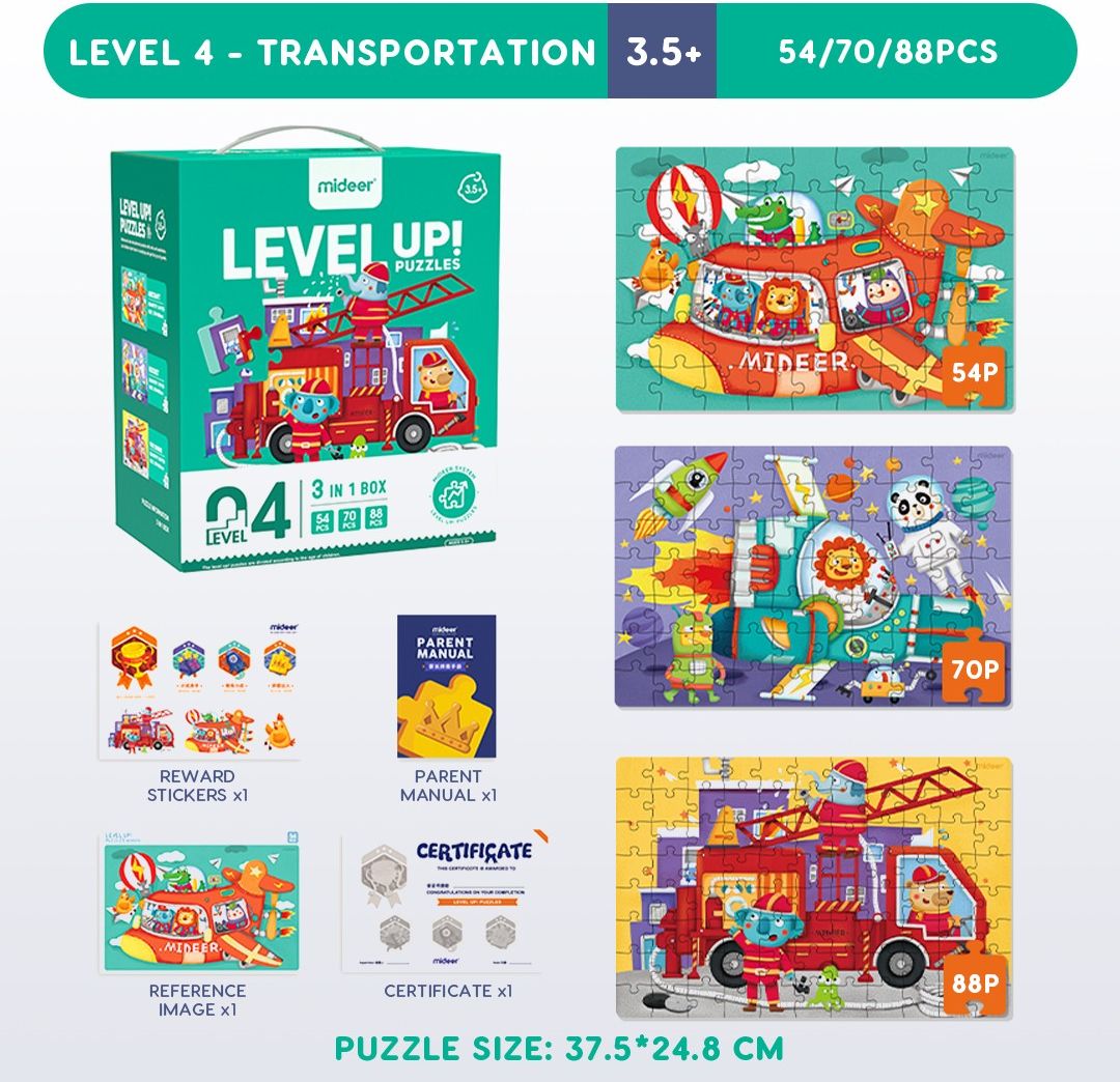 Mideer Puzzle LEVEL UP! 04 Dopravní prostředky - obrázek 3
