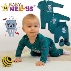 Overal kojenecký bavlna -  LITTLE ROBOT tmavá mořská zelená - vel.56 - obrázek 2