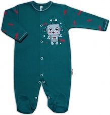 Overal kojenecký bavlna -  LITTLE ROBOT tmavá mořská zelená - vel.62 - obrázek 1