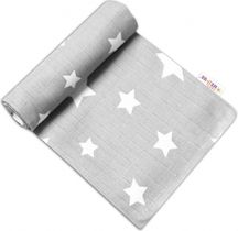Plena bavlna potisk TETRA PREMIUM - HVĚZDIČKY bílé na šedém - 70x80cm - obrázek 2
