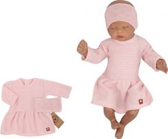 Kojenecké pletené šatičky s čelenkou - BABY LADY růžové - vel.80 - obrázek 1