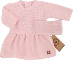 Kojenecké pletené šatičky s čelenkou - BABY LADY růžové - vel.80 - obrázek 2