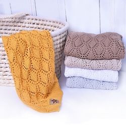 Luxusní háčkovaná bavlněná dečka - LOVE horčicová - BabyNellys - obrázek 1