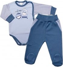Kojenecká souprava 2-dílná body a polodupačky - TWOO LITTLE BEARS modrá - vel.68 - obrázek 1