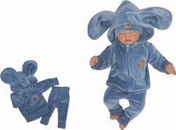 Kojenecká semišková 2-dílná souprava - MYŠKA modrá jeans - vel.62 - obrázek 1