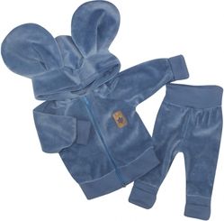 Kojenecká semišková 2-dílná souprava - MYŠKA modrá jeans - vel.62 - obrázek 2