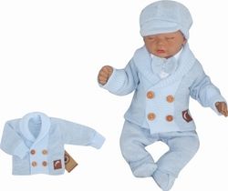 Kojenecký pletený svetřík/kabátek s knoflíky - ELEGANT BOY modrý - vel.86 - obrázek 1