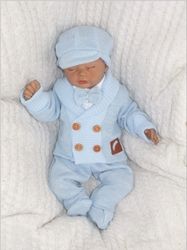 Kojenecký pletený svetřík/kabátek s knoflíky - ELEGANT BOY modrý - vel.86 - obrázek 3